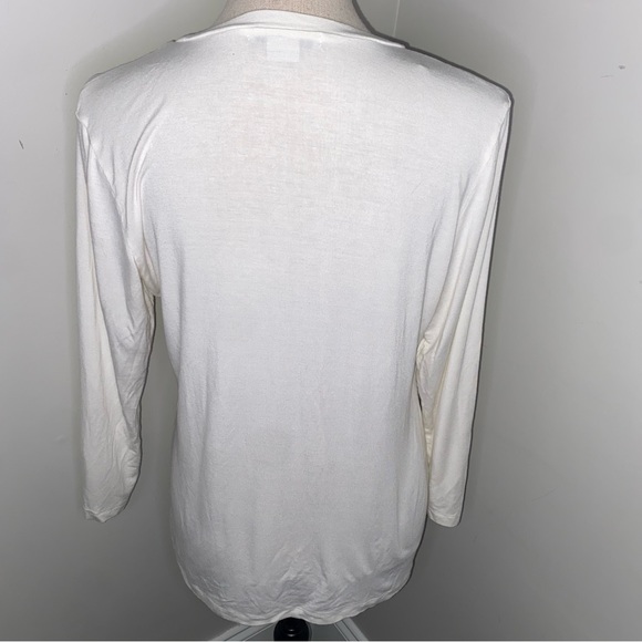 Ann Trinity cream ivory & gold sequin stretch modal 3/4 sleeve shirt size Medium - Picture 4 of 6